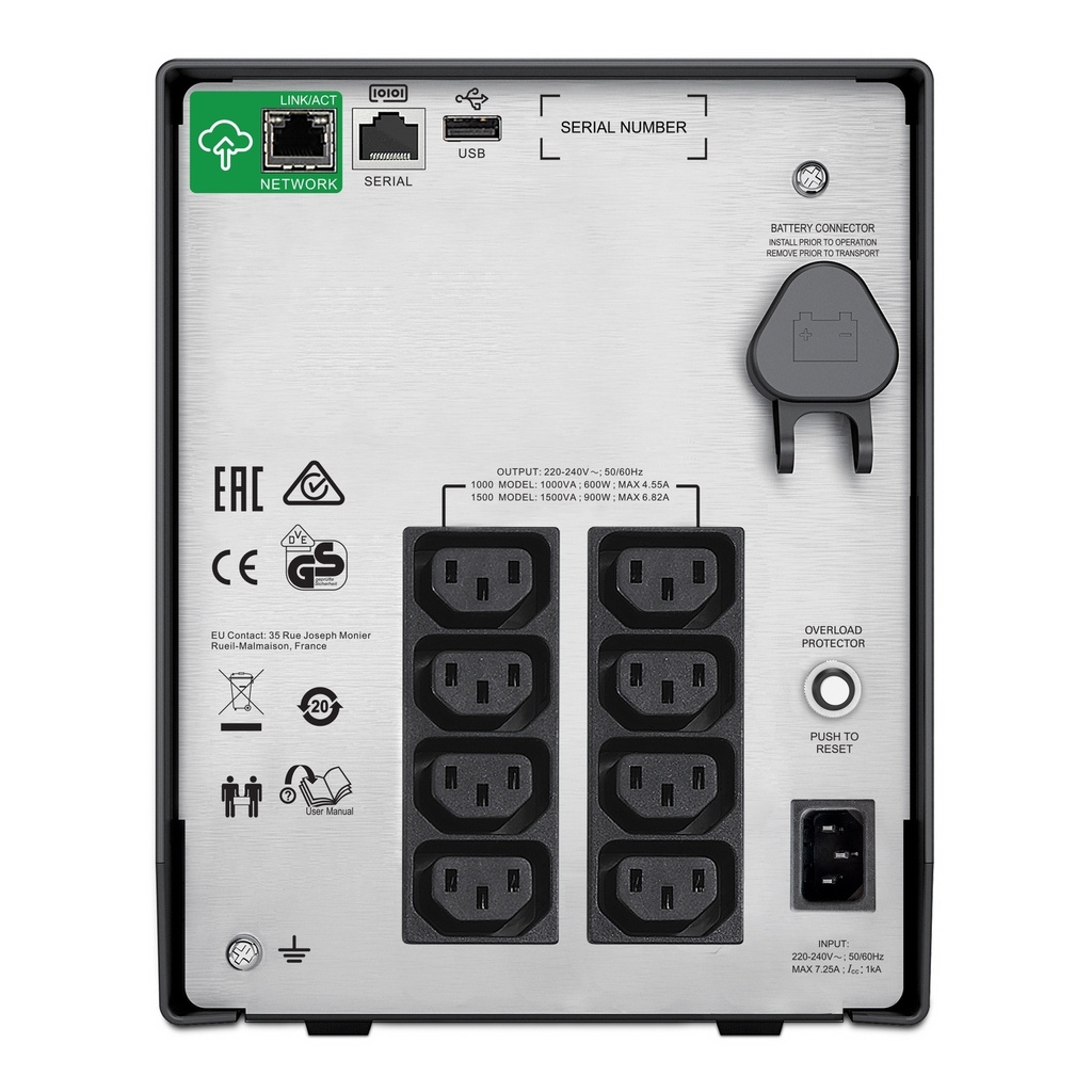 APC Smart-UPS SMC1000IC 1000VA 230V LCD Tower UPS | 8x C13 Outlets | SmartConnect | Pure Sine Wave 