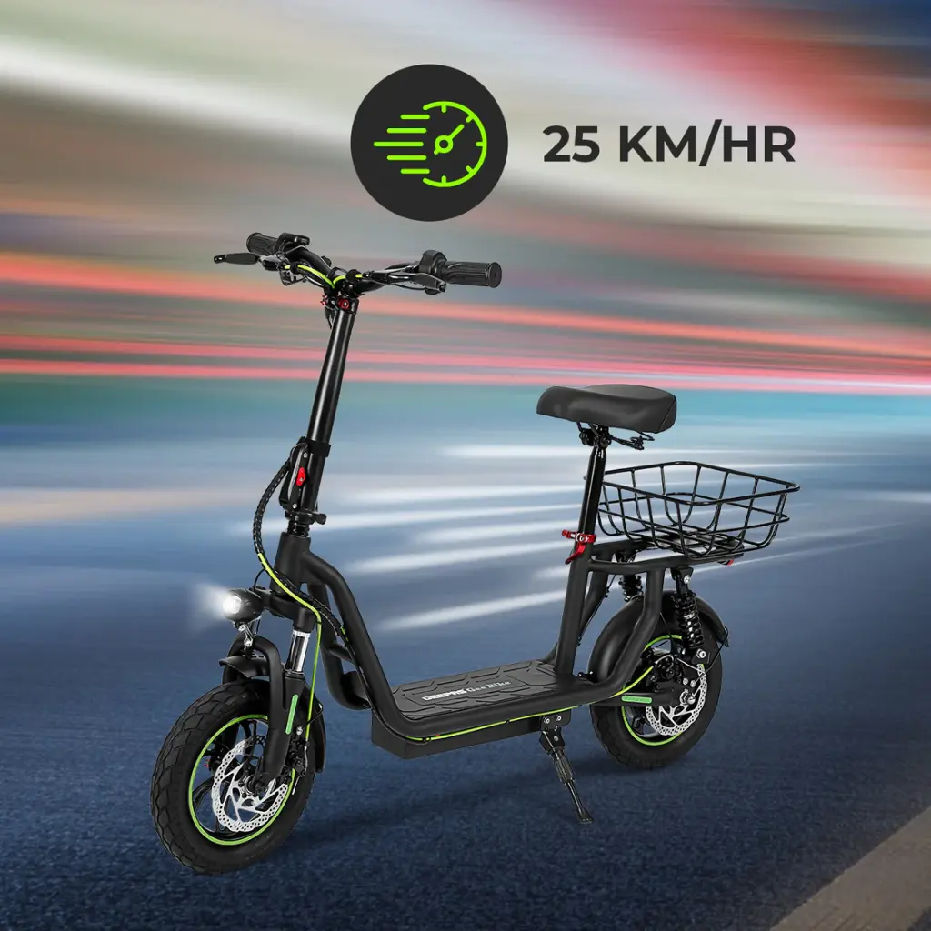 Geepas GeeBike 12" Electric Scooter GEST63090 | Foldable Commuter Scooter w/ Suspension, App Control, Brake Lights & Adjustable Speed