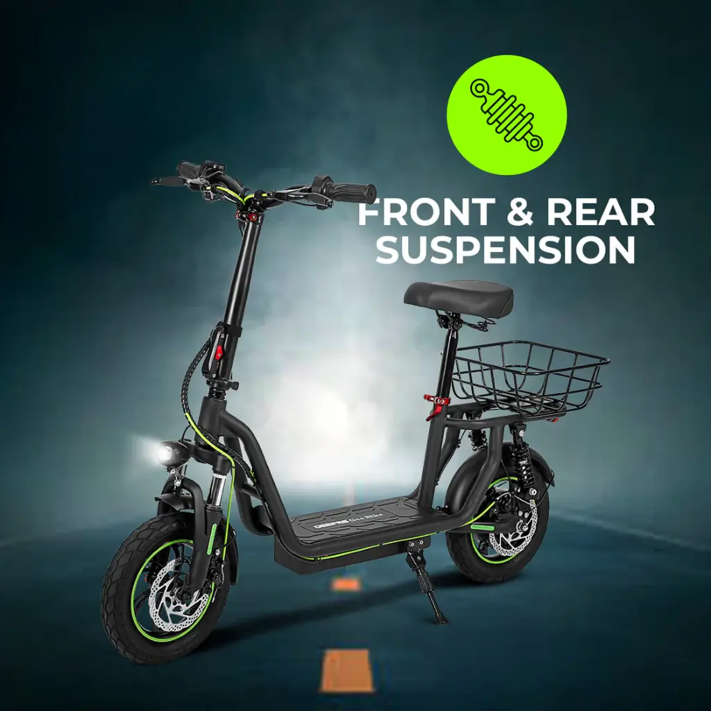Geepas GeeBike 12" Electric Scooter GEST63090 | Foldable Commuter Scooter w/ Suspension, App Control, Brake Lights & Adjustable Speed