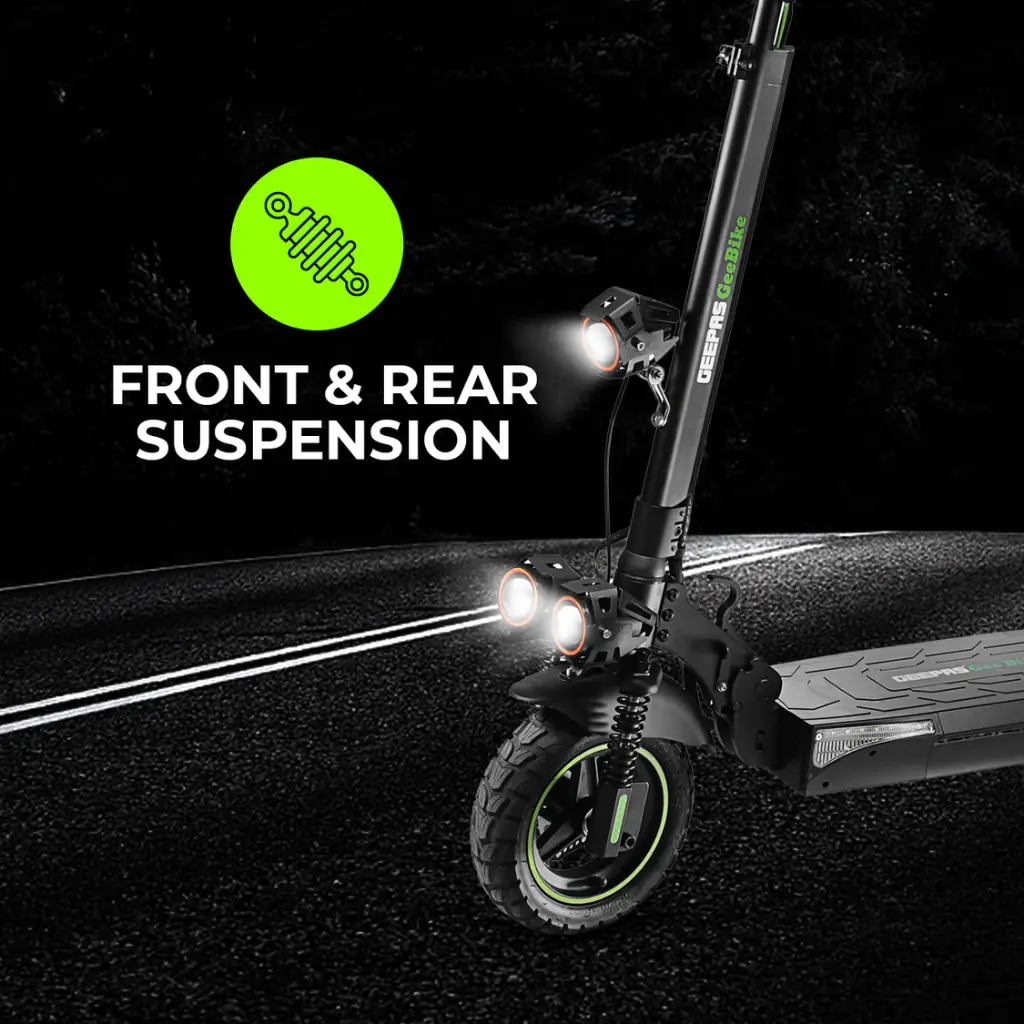 Geepas GeeBike 10" Foldable Electric Scooter GEST63088 | Smart Commuter w/ Suspension, LED Display, App Control & Brake Lights