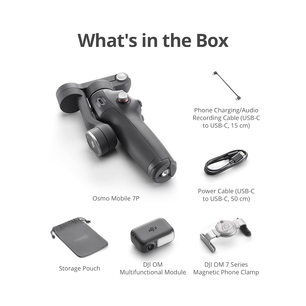 DJI Osmo Mobile 7P - 3-Axis Smartphone Gimbal Stabilizer w/ ActiveTrack 7.0, Built-In Extendable Rod, Magnetic Phone Clip & AI Gesture Control for Pro Vlogs, Reels & Live Streaming
