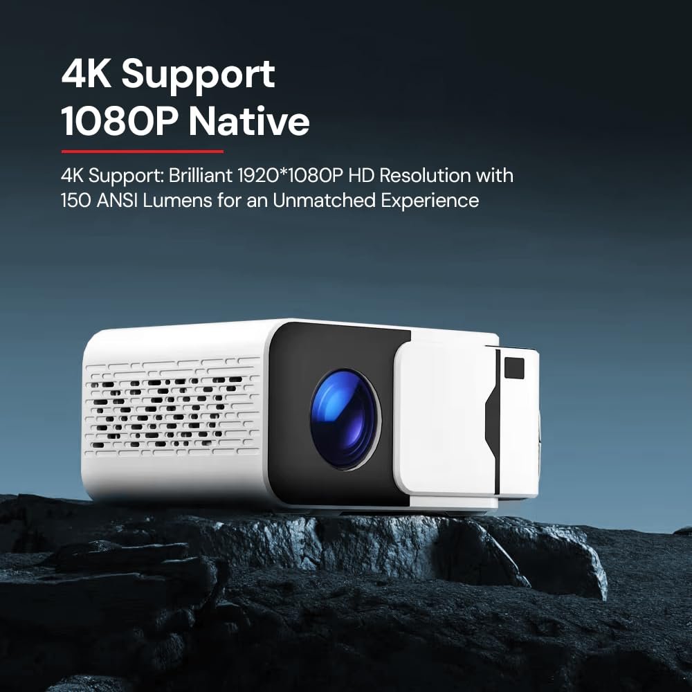 BORREGO Smart-6 Mini Projector: HD Portable Cinema with Android TV & Voice Control 