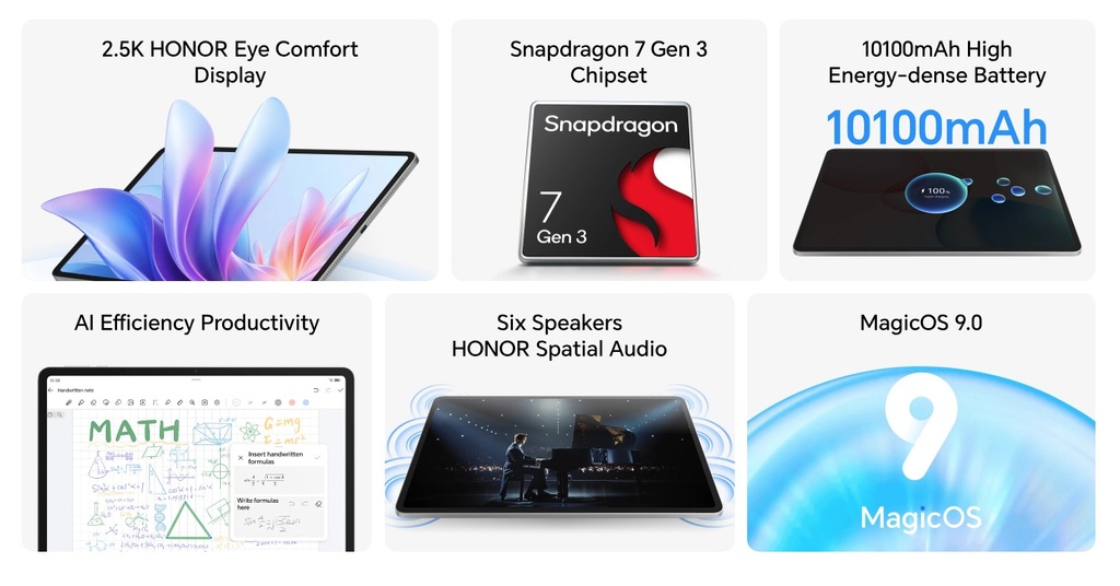 Honor Pad 10: 10.4" 2K Eye-Comfort Display, Quad Speakers & 7250mAh Battery 