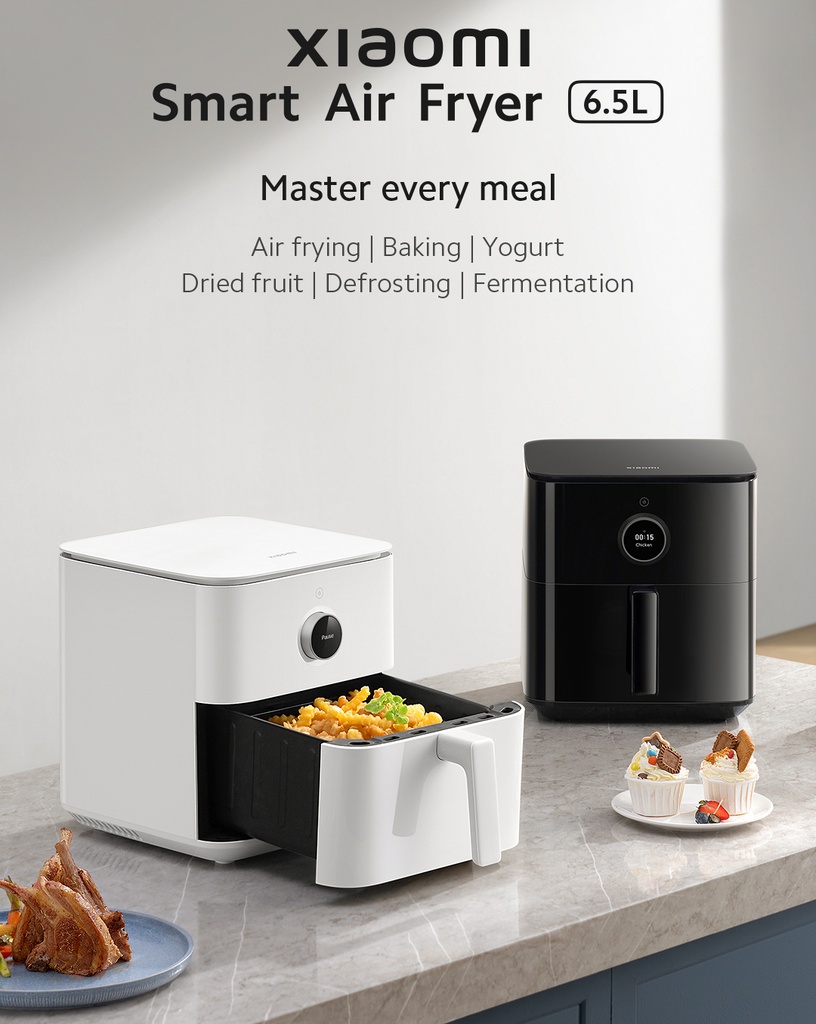 Xiaomi Smart Air Fryer 6.5L – Healthy Oil-Free Cooking, 360° Rapid Air Tech, APP Control, 50+ Recipes, 1500W
