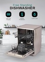 Geepas CDW1584SV Free Standing Dishwasher – 15 Place Settings | 8 Programs | Steam Wash & Child Lock