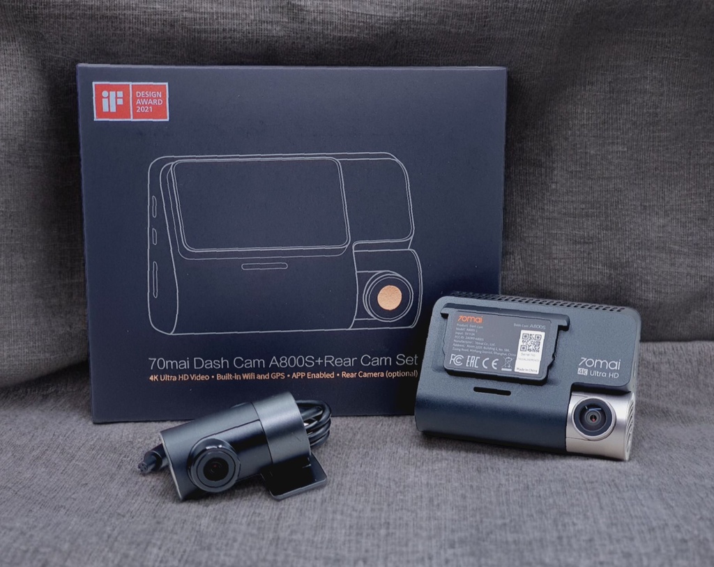 70mai Dash Cam A800S 4K UHD + 1080p Rear Camera Set – Advanced Driver Assistance, GPS, Wi-Fi, Night Vision, 3.5" Touchscreen