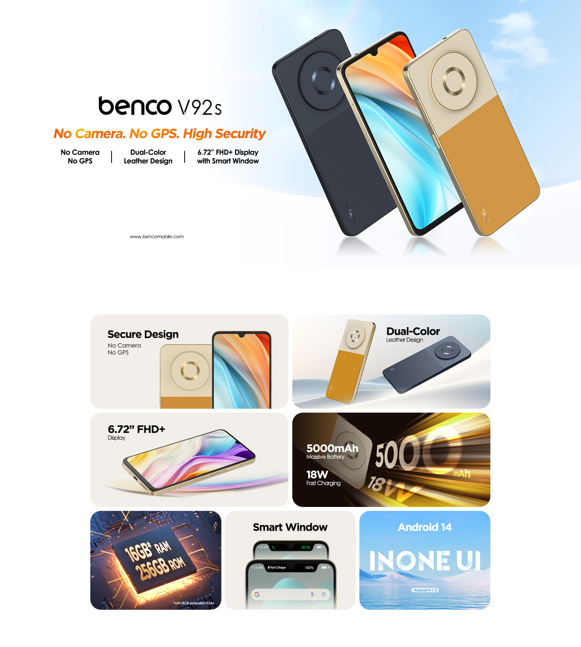 Benko V92S – Privacy-Focused Smartphone with Leather Design & Extended RAM
