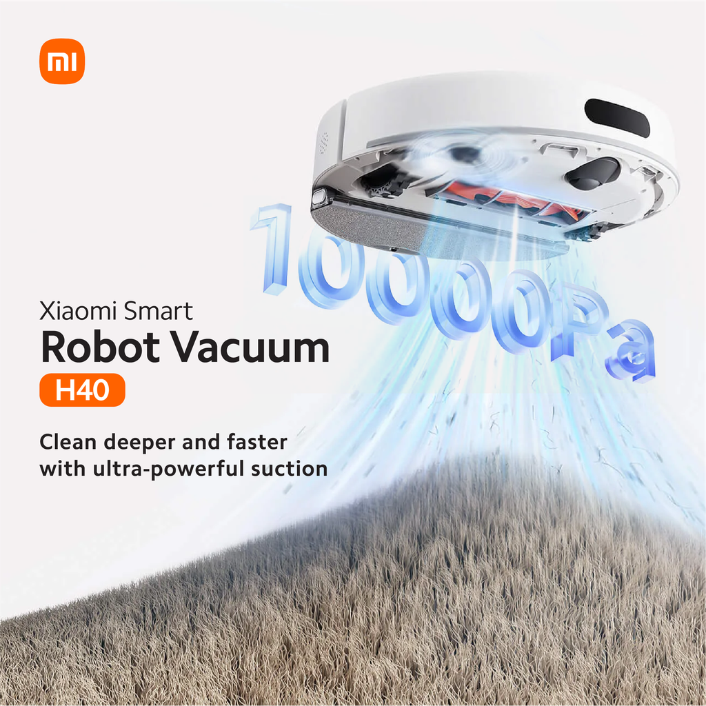 Xiaomi Robot Vacuum H40 | 10000Pa Suction | LDS Laser Navigation | Self-Emptying Base | 180min Runtime | App & Voice Control 
