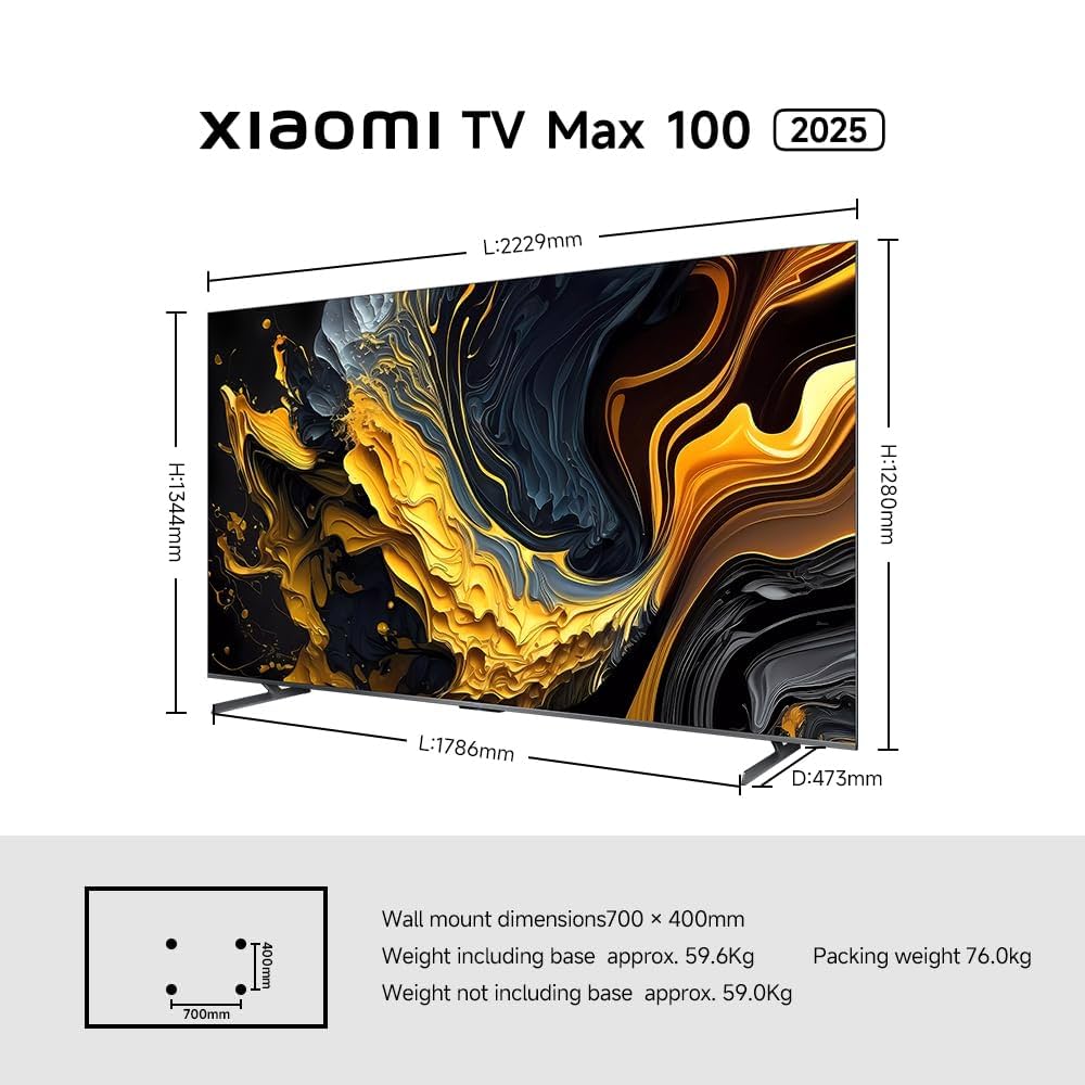 Xiaomi TV Max 100" (2025) - Ultra-large 4K QLED Smart TV with 144Hz Refresh Rate