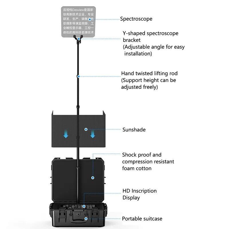 Desview TP200 Teleprompter Portable Landing Teleprompter 17inch 1000nits Screen for Conference Live Video Recording