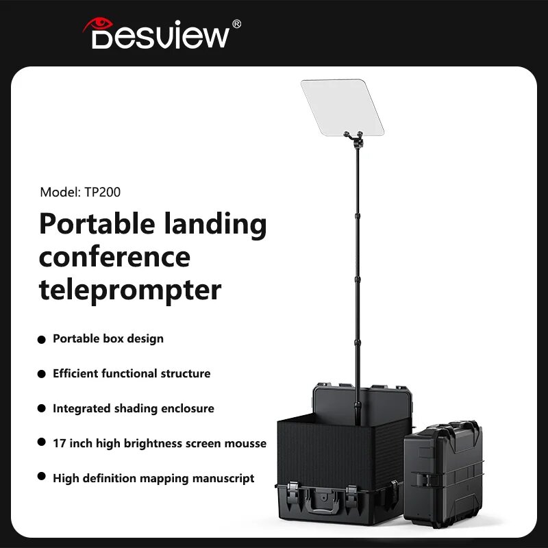 Desview TP200 Teleprompter Portable Landing Teleprompter 17inch 1000nits Screen for Conference Live Video Recording