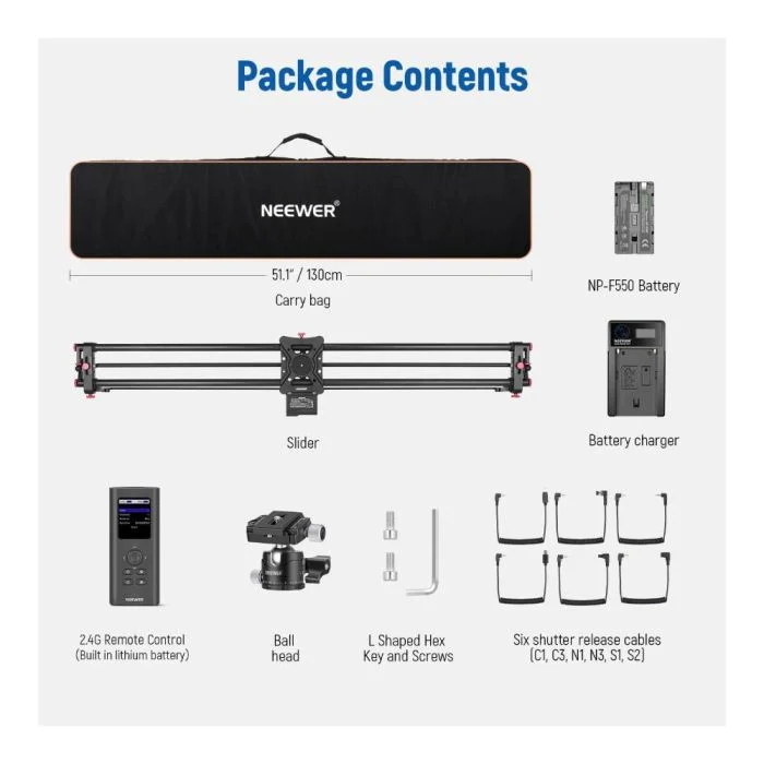 NEEWER ER1 120CM CARBON FIBER MOTORIZED CAMERA SLIDER WITH APP CONTROL & REMOTE
