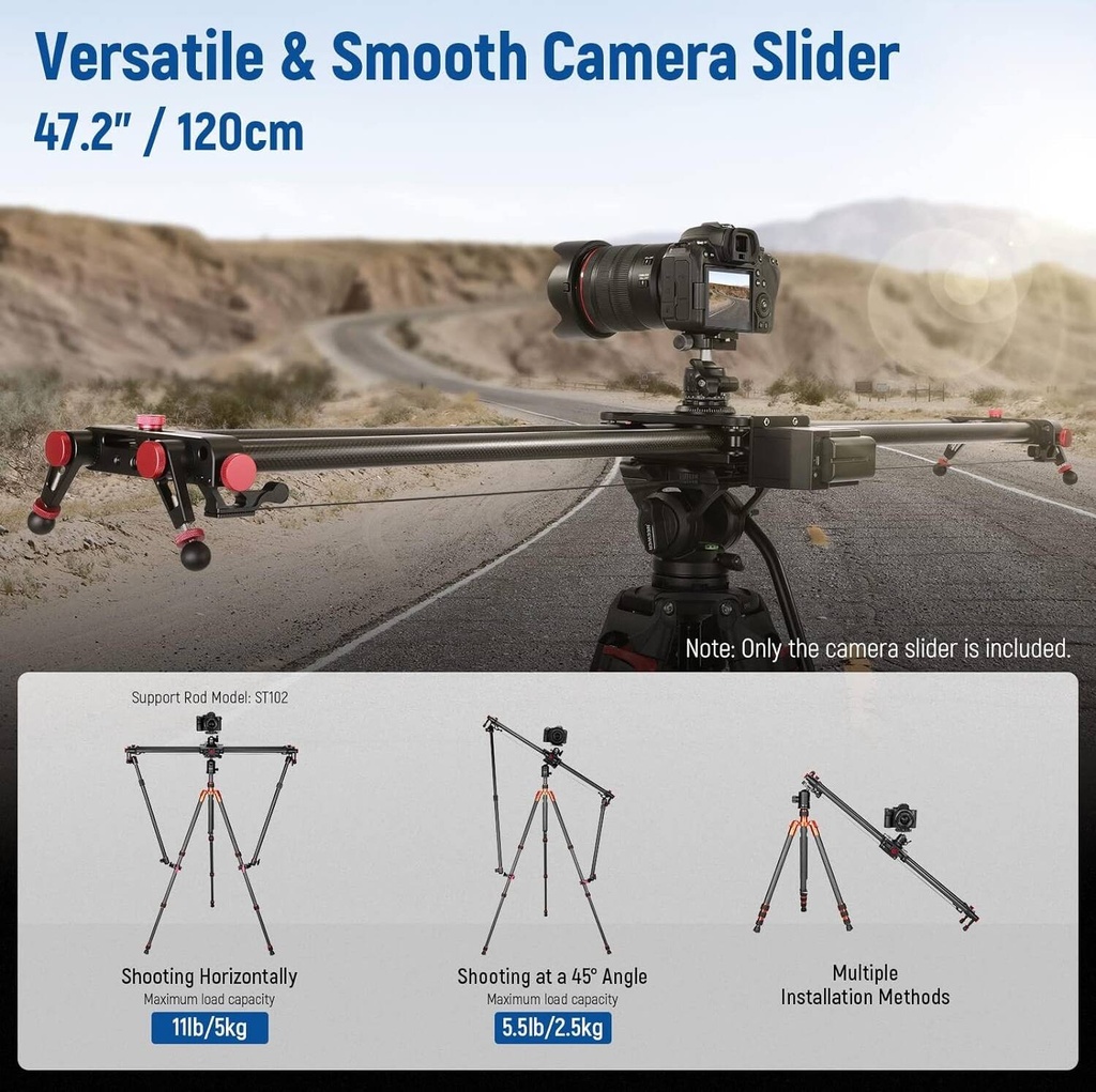 NEEWER ER1 120CM CARBON FIBER MOTORIZED CAMERA SLIDER WITH APP CONTROL & REMOTE