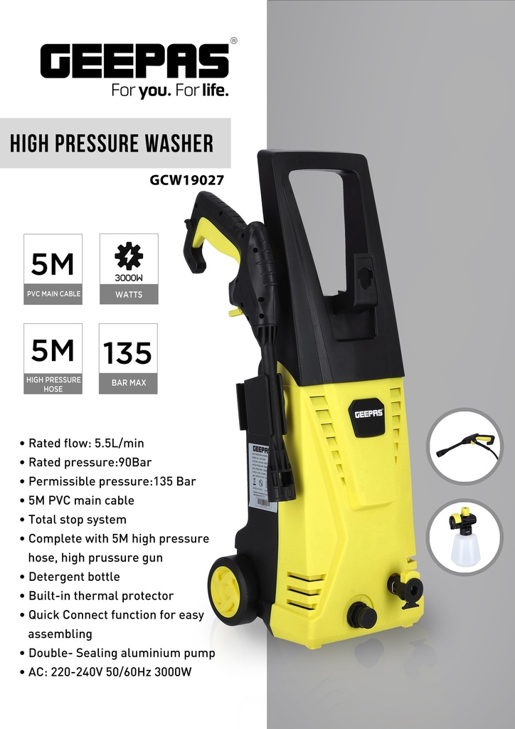 Geepas GCW19027 High Pressure Car Washer (5M)