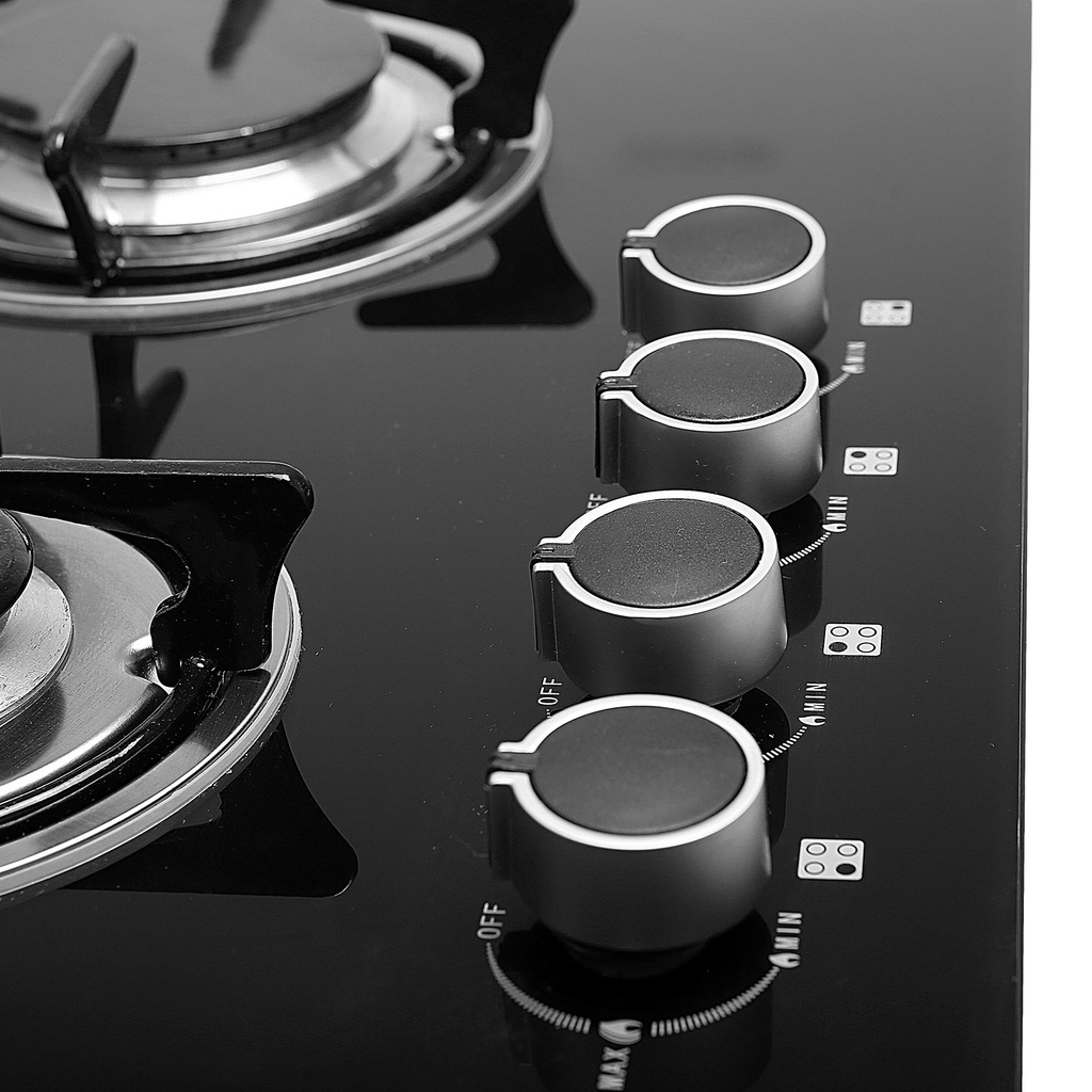 Geepas Glass Gas Hob GK4410Q – 4 Burner | Auto Ignition | Extra Hard BAM Glass