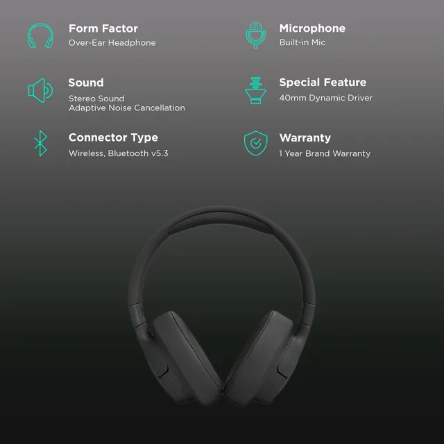 JBL Tune 770NC Wireless Over-Ear Headphones – Active Noise Cancelling, 50Hr Battery, Bluetooth