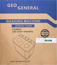 GEO GENERAL 7kg Twin Tub Semi-Automatic Washing Machine (WM GBP70-1365P) – 5kg Spin | 4★ Water Efficiency | 220-240V