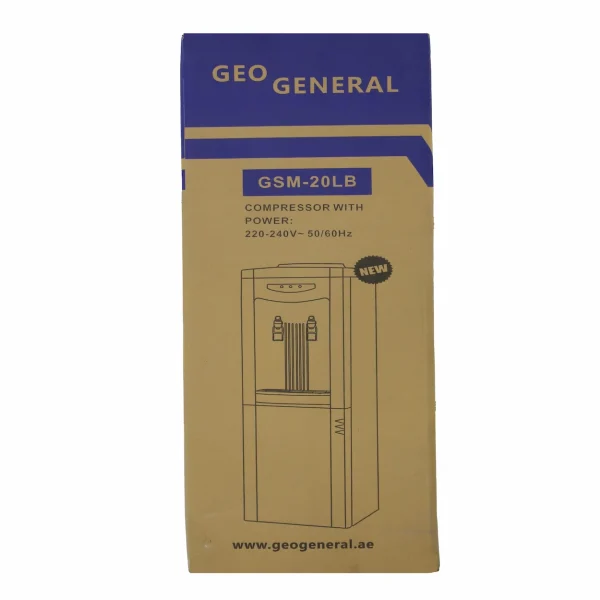 GEO GENERAL GSM-20LB Hot & Cold Water Dispenser with Compressor Cooling | 2 Taps + Storage Cabinet | 550W Heating / 90W Cooling | Stainless Steel
