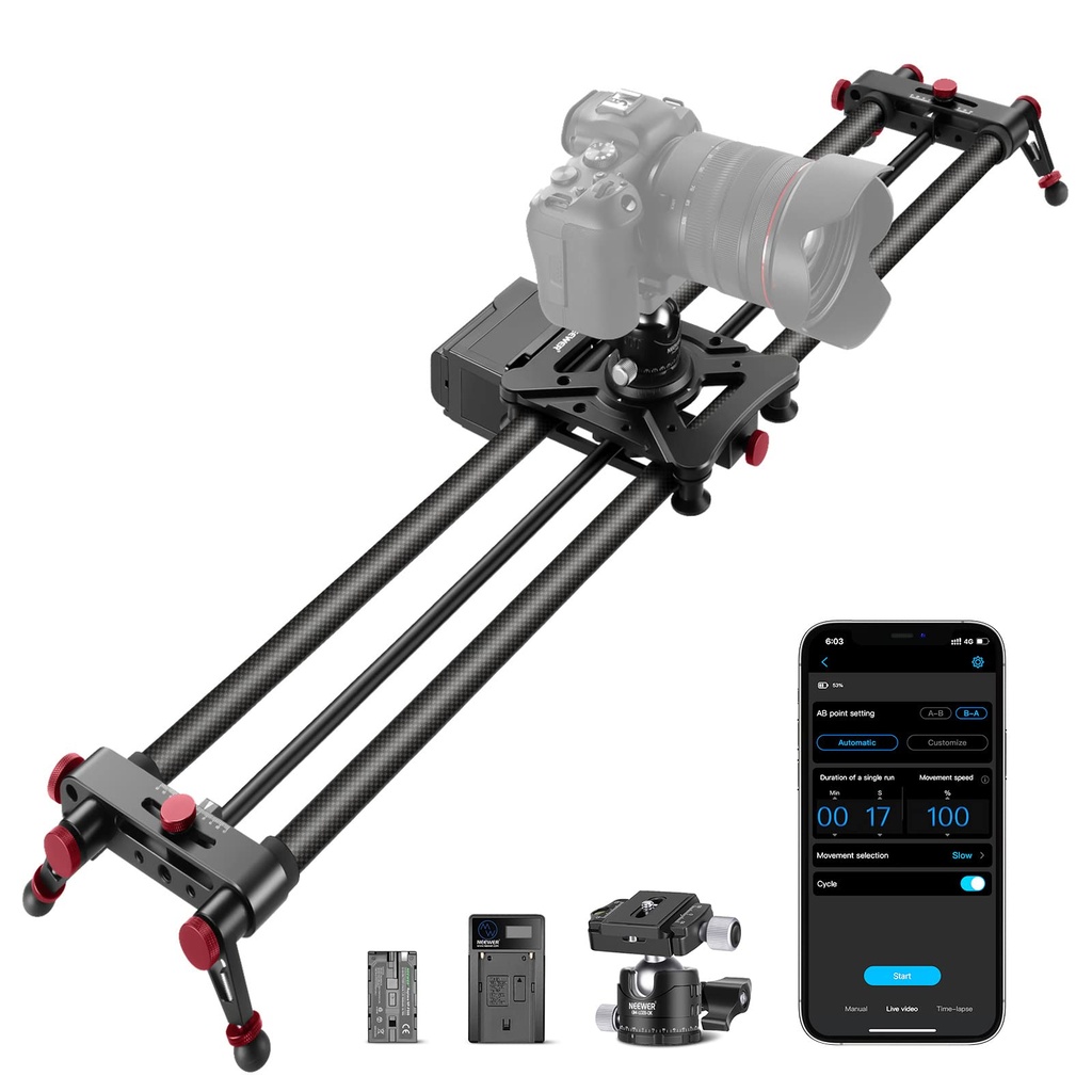 NEEWER ER1 120CM CARBON FIBER MOTORIZED CAMERA SLIDER WITH APP CONTROL & REMOTE