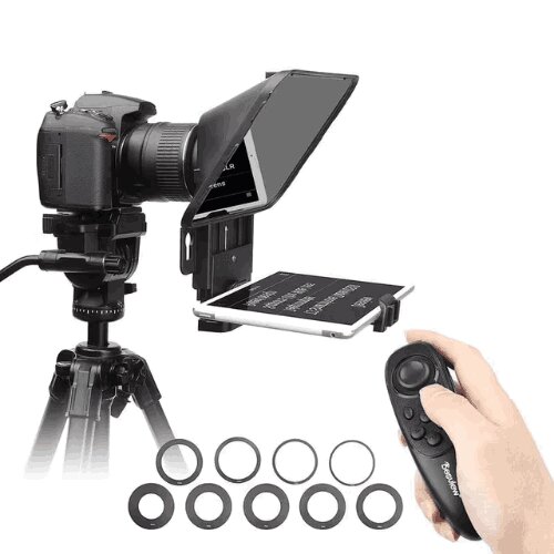 Desview T3 Teleprompter with Remote Control Supports Wide Angle Lens for 11 inch Tablet/iPad/Phone/DSLR Cameras Recording