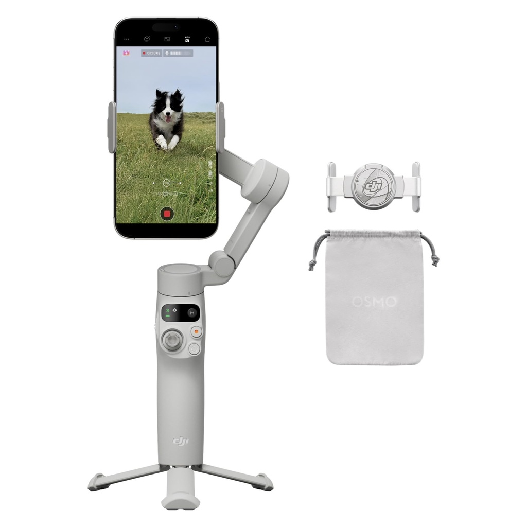 DJI Osmo Mobile 7 Gimbal Stabilizer (UAE Version) - 3-Axis Phone Stabilizer with Built-in Tripod, ActiveTrack 7.0 & Phone Charging
