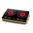IMPEX 2-Burner Infrared Electric Cooktop – Touch Sensor Control, 5 Cooking Modes, 8 Power Levels, 4-Hour Timer, Overheat Protection, Micro Crystal Plate